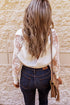 Sexy V Neck Surplice Hollow-Out Sweater With Lace Sleeves